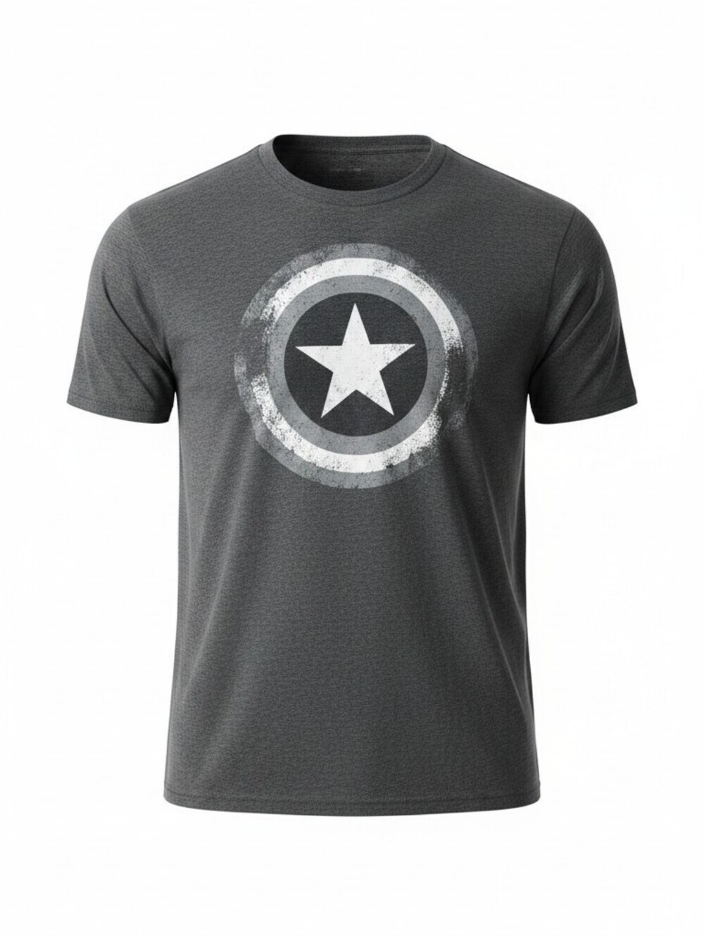Marvel Men's Gray Tee with White Star Shield Graphic, Size XL, New